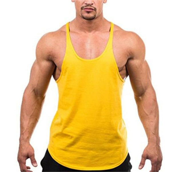 Men's Sleeveless Y Back Bodybuilding Stringer Tank Top Shirts Crop