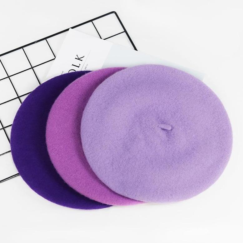 Boysenberry Shades Of Purple Elegant Woollen Beret by Queer In The World sold by Queer In The World: The Shop - LGBT Merch Fashion