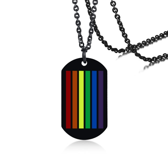  Gay Pride Dog Tag Necklace by Queer In The World sold by Queer In The World: The Shop - LGBT Merch Fashion