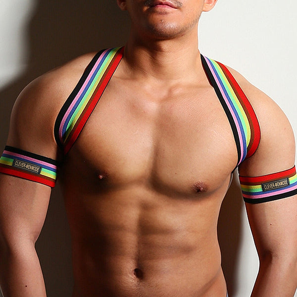 Red Edge Rainbow Pride Elastic Harness by Queer In The World sold by Queer In The World: The Shop - LGBT Merch Fashion