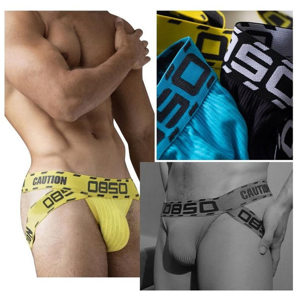 Black OBSO Caution Jockstrap by Queer In The World sold by Queer In The World: The Shop - LGBT Merch Fashion