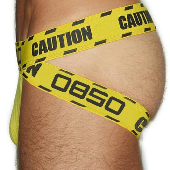 Black OBSO Caution Jockstrap by Queer In The World sold by Queer In The World: The Shop - LGBT Merch Fashion