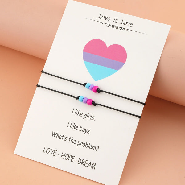  2 Piece Bisexual Bead Bracelet by Queer In The World sold by Queer In The World: The Shop - LGBT Merch Fashion