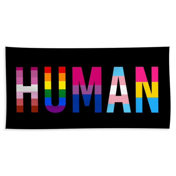 Black HUMAN LGBT Pride Flag by Queer In The World sold by Queer In The World: The Shop - LGBT Merch Fashion