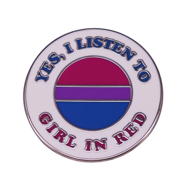  Yes I Listen To Girl In Red Enamel Pin by Queer In The World sold by Queer In The World: The Shop - LGBT Merch Fashion