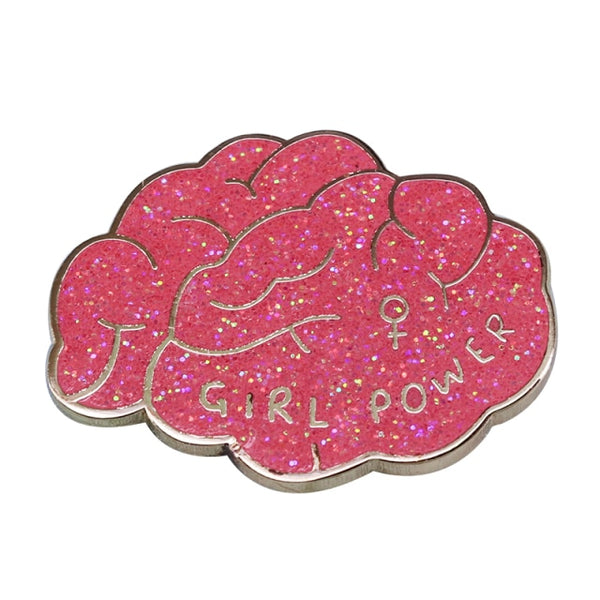  Girl Power Brain Enamel Pin by Queer In The World sold by Queer In The World: The Shop - LGBT Merch Fashion