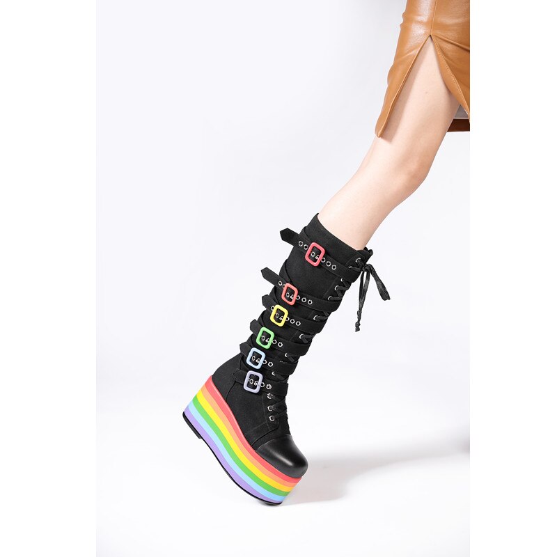 Rainbow Flat Platform Shoes