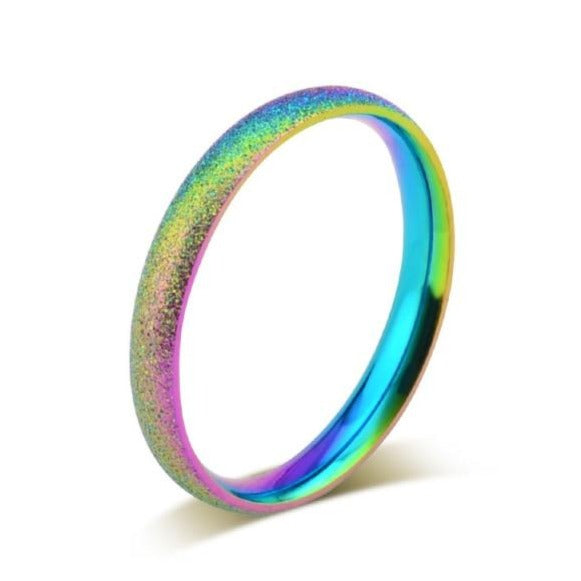  Sand Blast Finish Pride Ring by Queer In The World sold by Queer In The World: The Shop - LGBT Merch Fashion