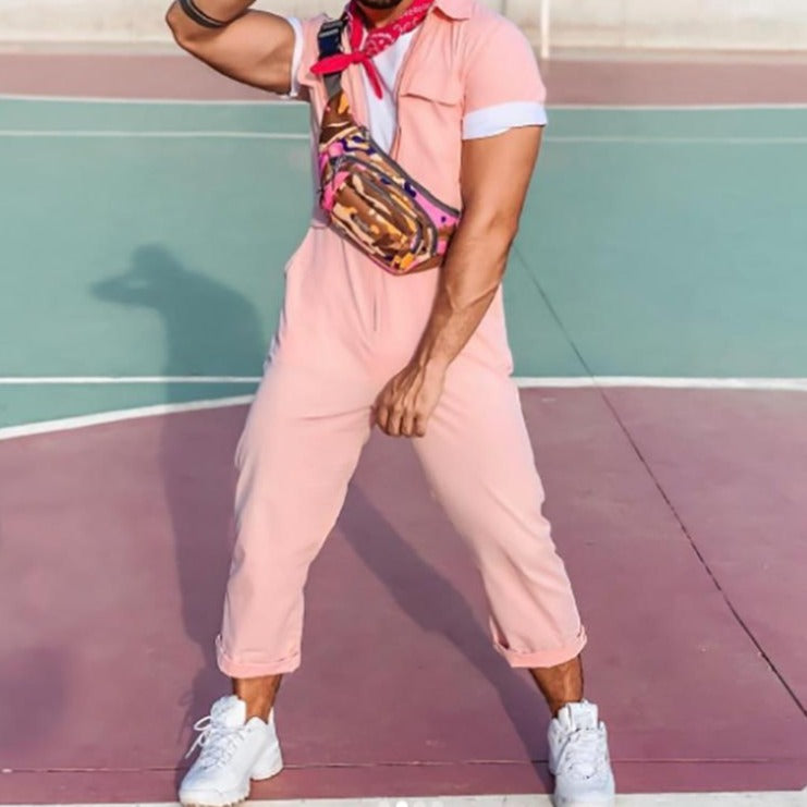 Pink Solid Colour Cargo Overalls by Queer In The World sold by Queer In The World: The Shop - LGBT Merch Fashion
