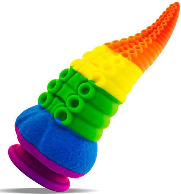 Rainbow With Blue (M) LGBT Rainbow Tentacle Dildo by Queer In The World sold by Queer In The World: The Shop - LGBT Merch Fashion