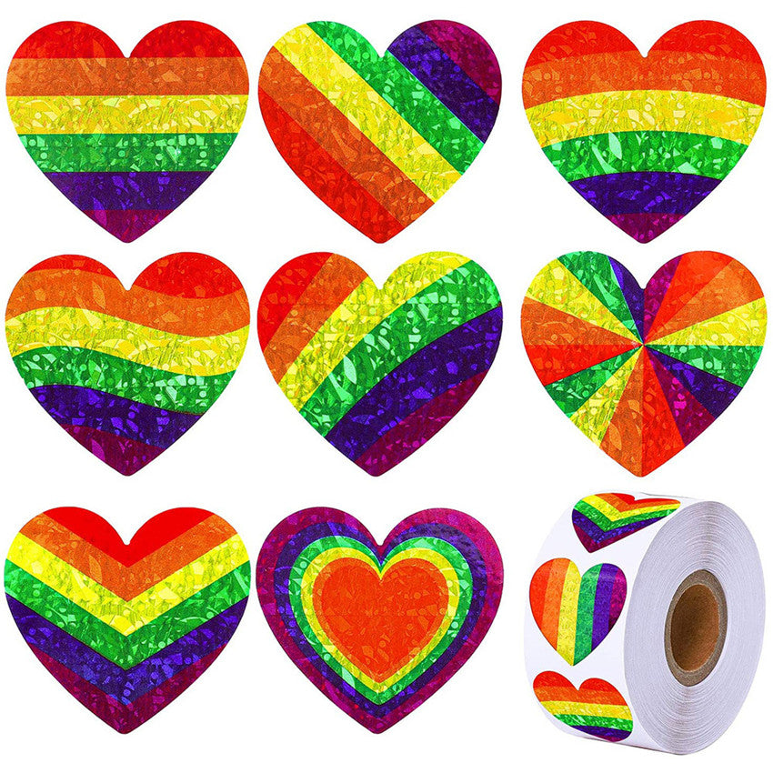 500 LGBT Pride Heart Stickers On A Roll – Queer In The World: The Shop