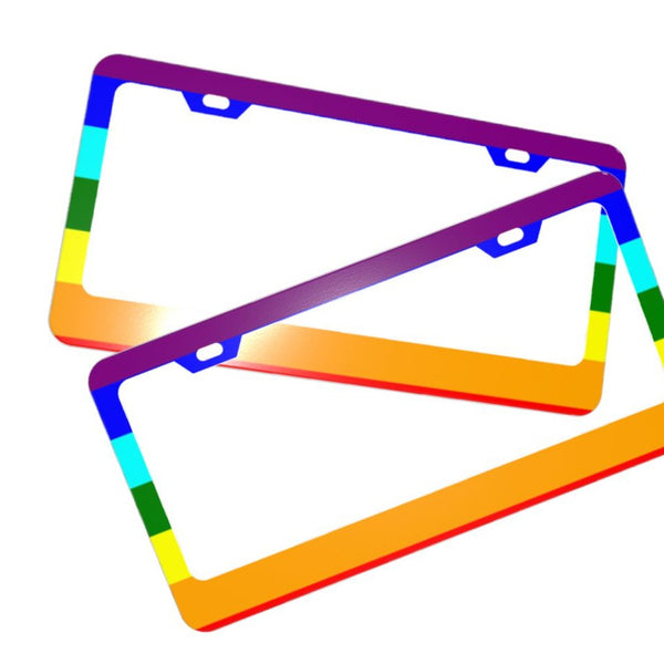Style 1 LGBT Rainbow License Plate Frame by Queer In The World sold by Queer In The World: The Shop - LGBT Merch Fashion