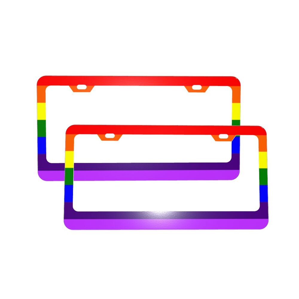 Style 2 LGBT Rainbow License Plate Frame by Queer In The World sold by Queer In The World: The Shop - LGBT Merch Fashion