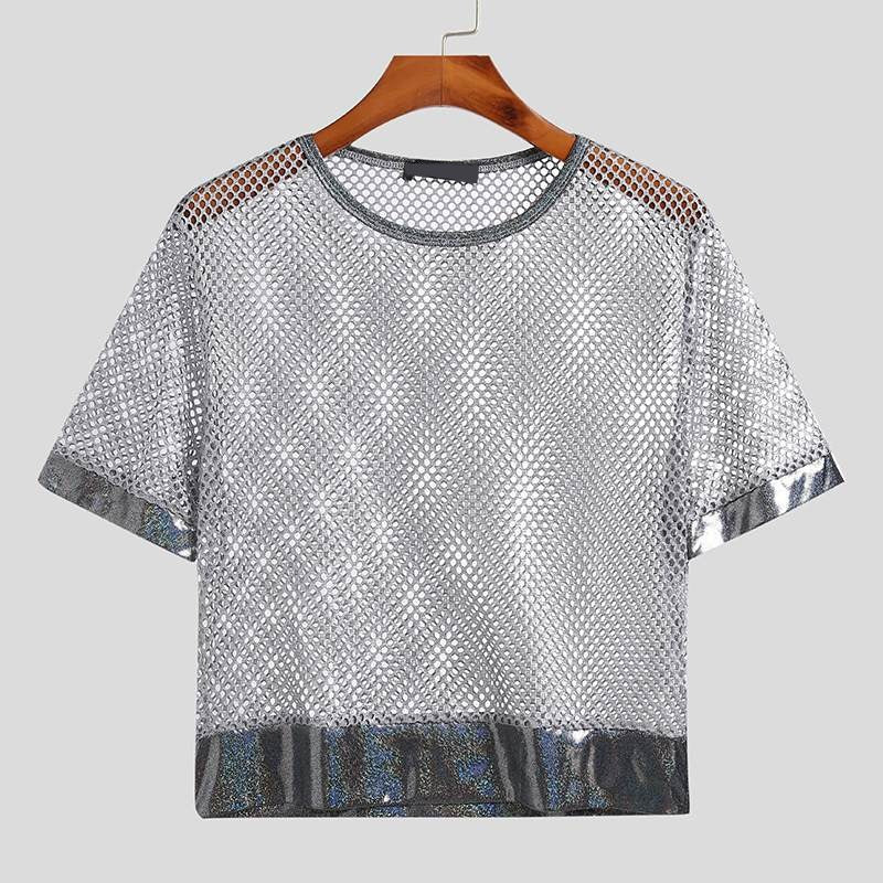  Silver Mesh See Through Crop Top by Queer In The World sold by Queer In The World: The Shop - LGBT Merch Fashion