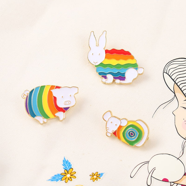  Rainbow Zodiac Animals Enamel Pins by Queer In The World sold by Queer In The World: The Shop - LGBT Merch Fashion