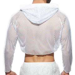 Mesh hoodie cheap crop top