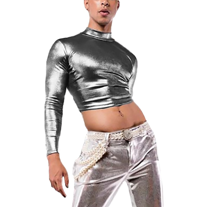  Shiny Long Sleeve Crop Top by Queer In The World sold by Queer In The World: The Shop - LGBT Merch Fashion