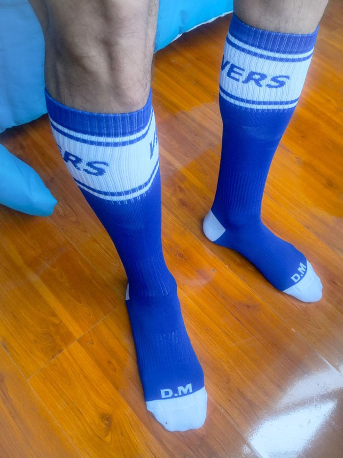 White-Blue VERS Gay Crew Socks by Queer In The World sold by Queer In The World: The Shop - LGBT Merch Fashion