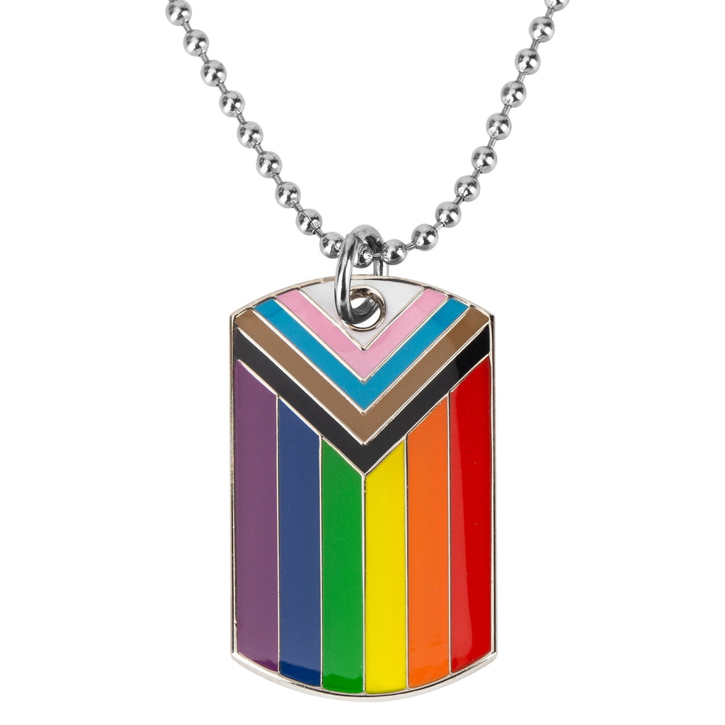  LGBT Progress Pride Tag Necklace by Queer In The World sold by Queer In The World: The Shop - LGBT Merch Fashion
