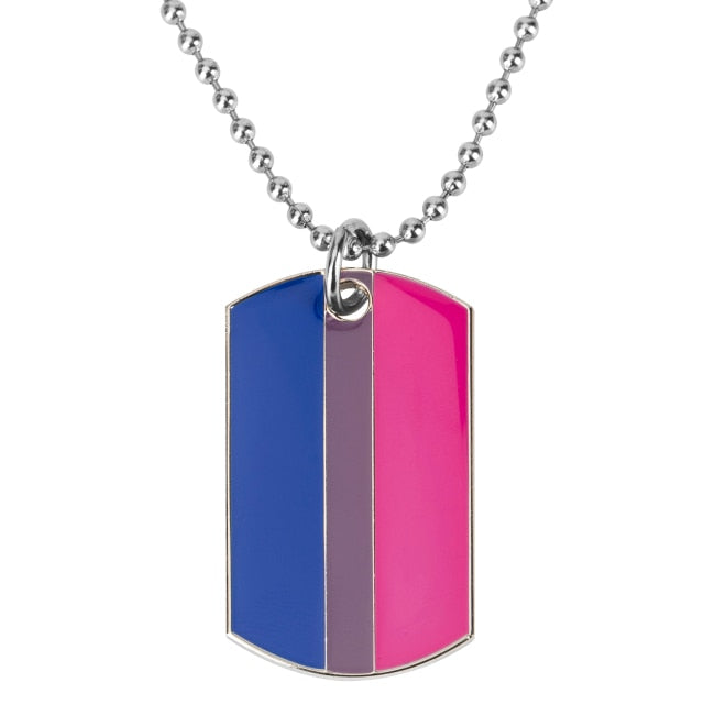  Bisexual Pride Tag Necklace by Queer In The World sold by Queer In The World: The Shop - LGBT Merch Fashion