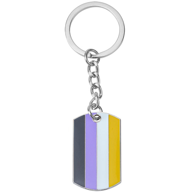  Non-Binary Pride Keychain by Queer In The World sold by Queer In The World: The Shop - LGBT Merch Fashion