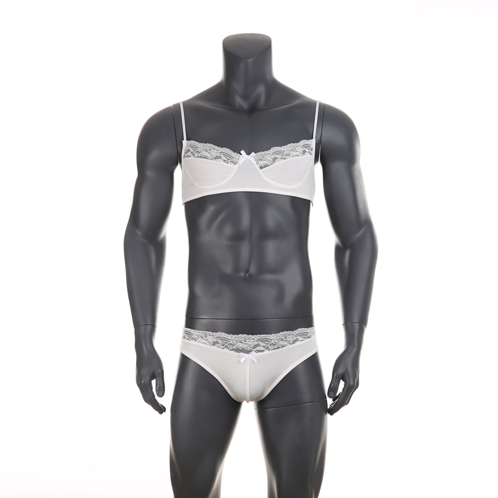 Bras Sets Gay Men Sissy Underwear Satin Two Piece Lingerie Set
