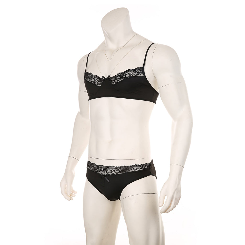 Mens Lace Lingerie Panties & Bra Set – Queer In The World: The Shop
