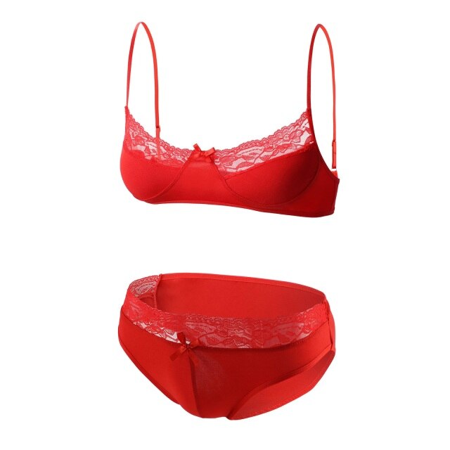 Buy online Red Hosiery Bras And Panty Set from lingerie for Women