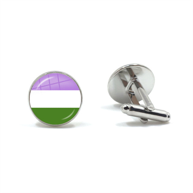  Genderqueer Pride Cufflinks by Queer In The World sold by Queer In The World: The Shop - LGBT Merch Fashion