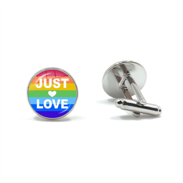  Just Love Pride Cufflinks by Queer In The World sold by Queer In The World: The Shop - LGBT Merch Fashion