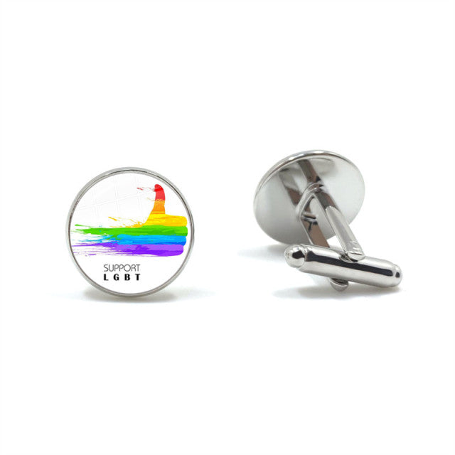  Support LGBT Cufflinks by Queer In The World sold by Queer In The World: The Shop - LGBT Merch Fashion