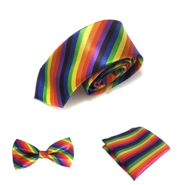  Colourful Rainbow Tie + Bowtie + Hanky (3 Piece Set) by Queer In The World sold by Queer In The World: The Shop - LGBT Merch Fashion