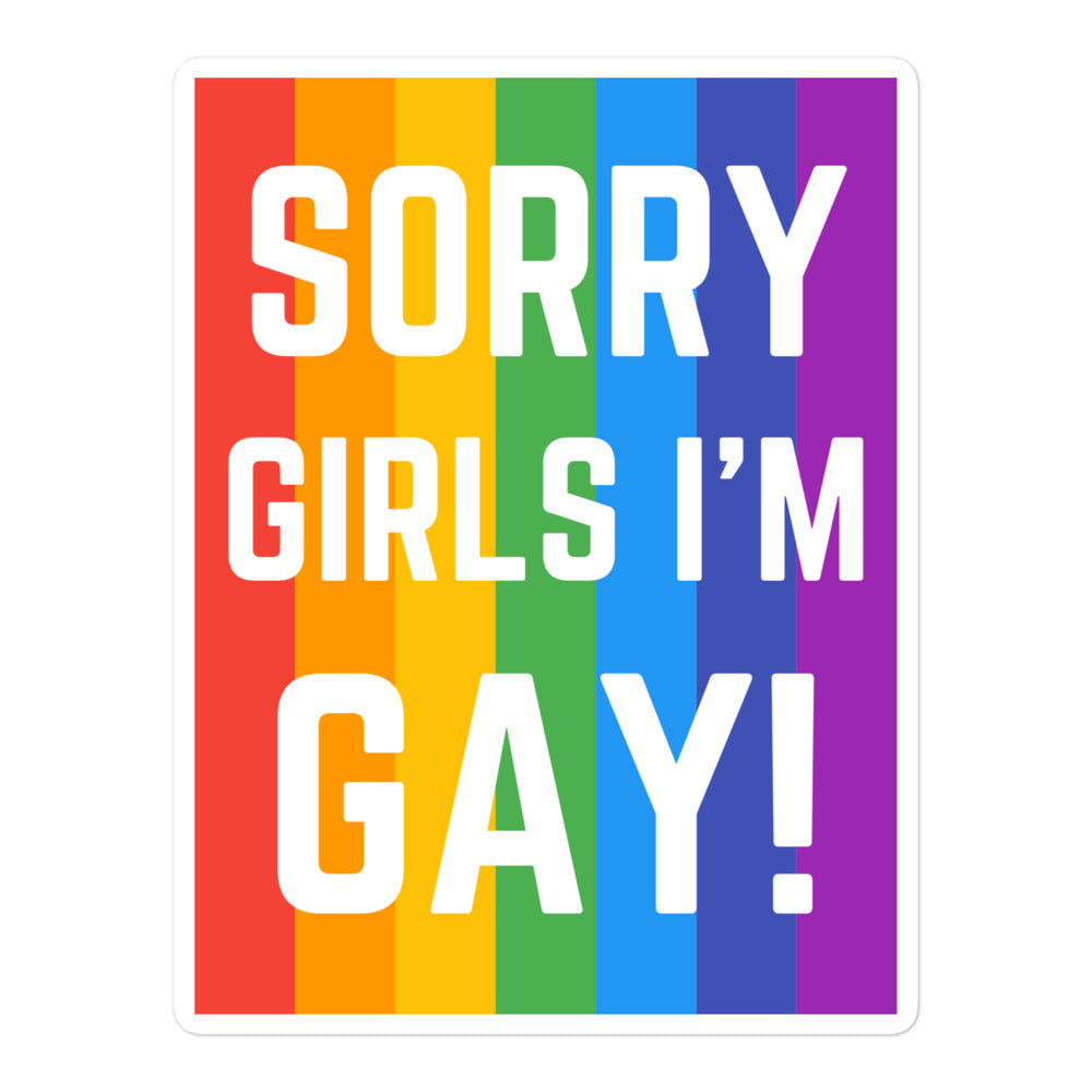 Sorry girls i m gay bubble-free stickers photographed for the product listing.