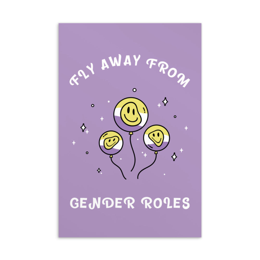  Fly Away From Gender Roles Postcard by Printful sold by Queer In The World: The Shop - LGBT Merch Fashion