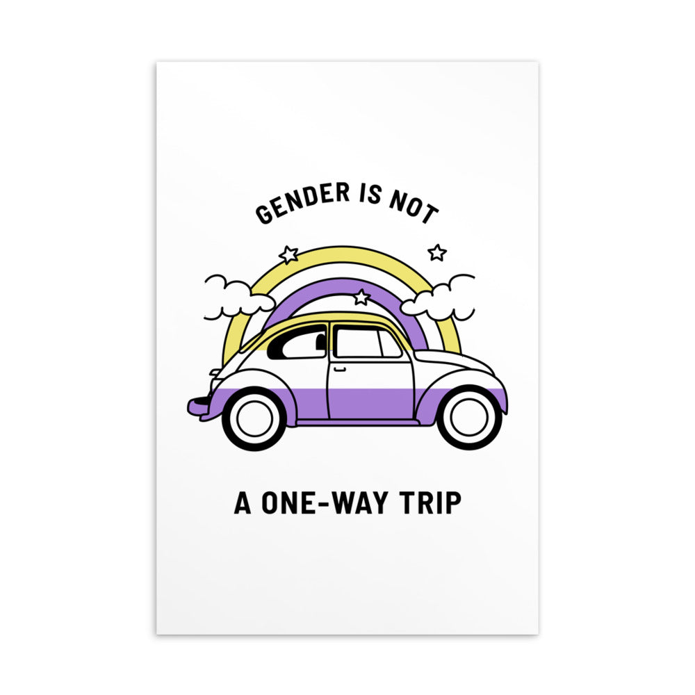  Gender Is Not A One-Way Trip Postcard by Queer In The World Originals sold by Queer In The World: The Shop - LGBT Merch Fashion