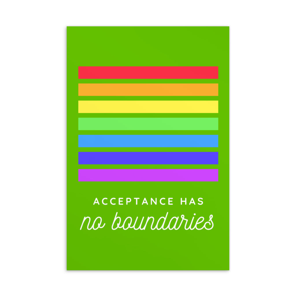  Acceptance Has No Boundaries Postcard by Printful sold by Queer In The World: The Shop - LGBT Merch Fashion