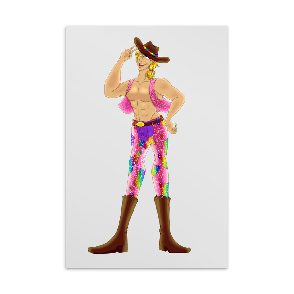  Gay Cowboy Postcard by Queer In The World Originals sold by Queer In The World: The Shop - LGBT Merch Fashion