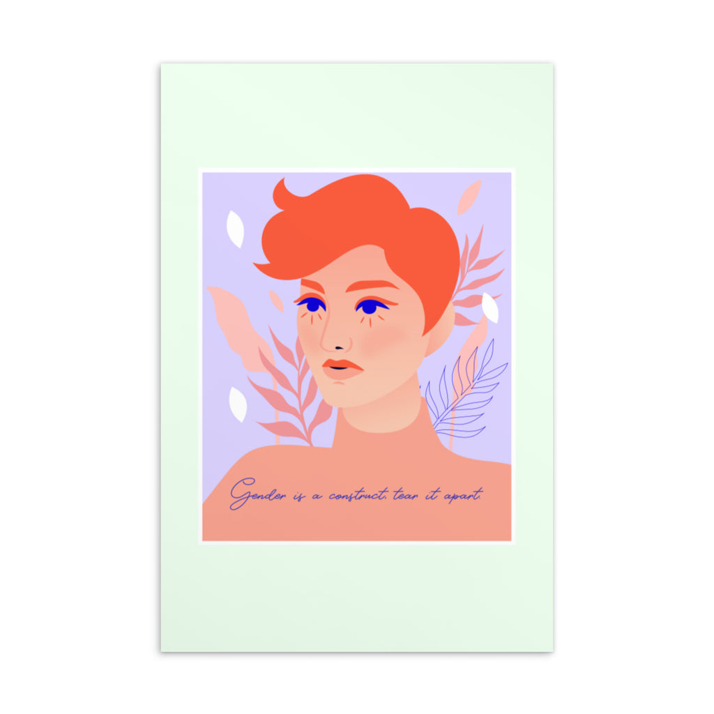  Gender Is A Construct Tear It Apart Postcard by Printful sold by Queer In The World: The Shop - LGBT Merch Fashion
