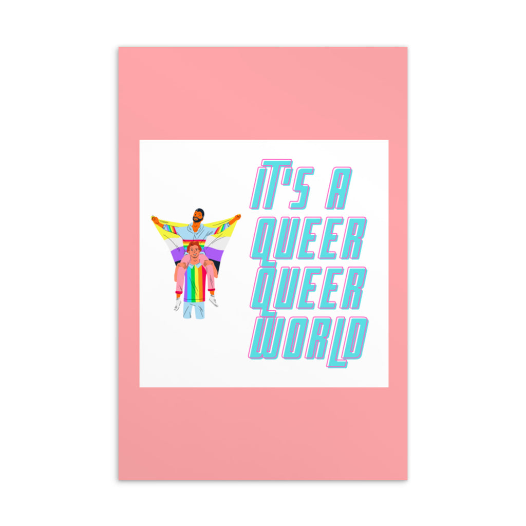  It's A Queer Queer World Postcard by Queer In The World Originals sold by Queer In The World: The Shop - LGBT Merch Fashion