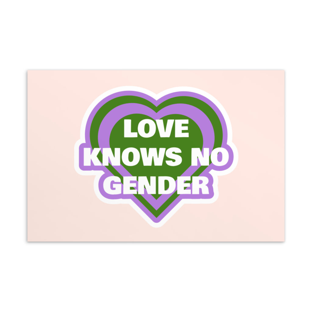  Love Knows No Gender Genderqueer Postcard by Queer In The World Originals sold by Queer In The World: The Shop - LGBT Merch Fashion