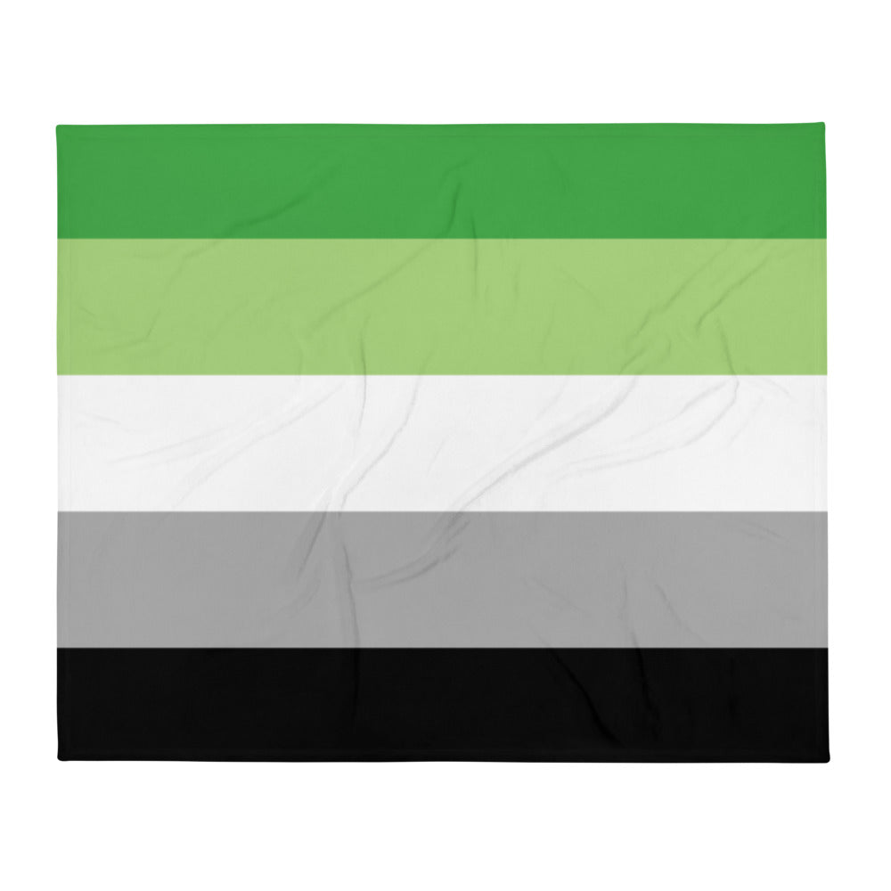bi flag flag: Aromantic pride flag throw blanket with dark green, light green, white, grey