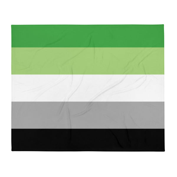 bi flag flag: Aromantic pride flag throw blanket with dark green, light green, white, grey