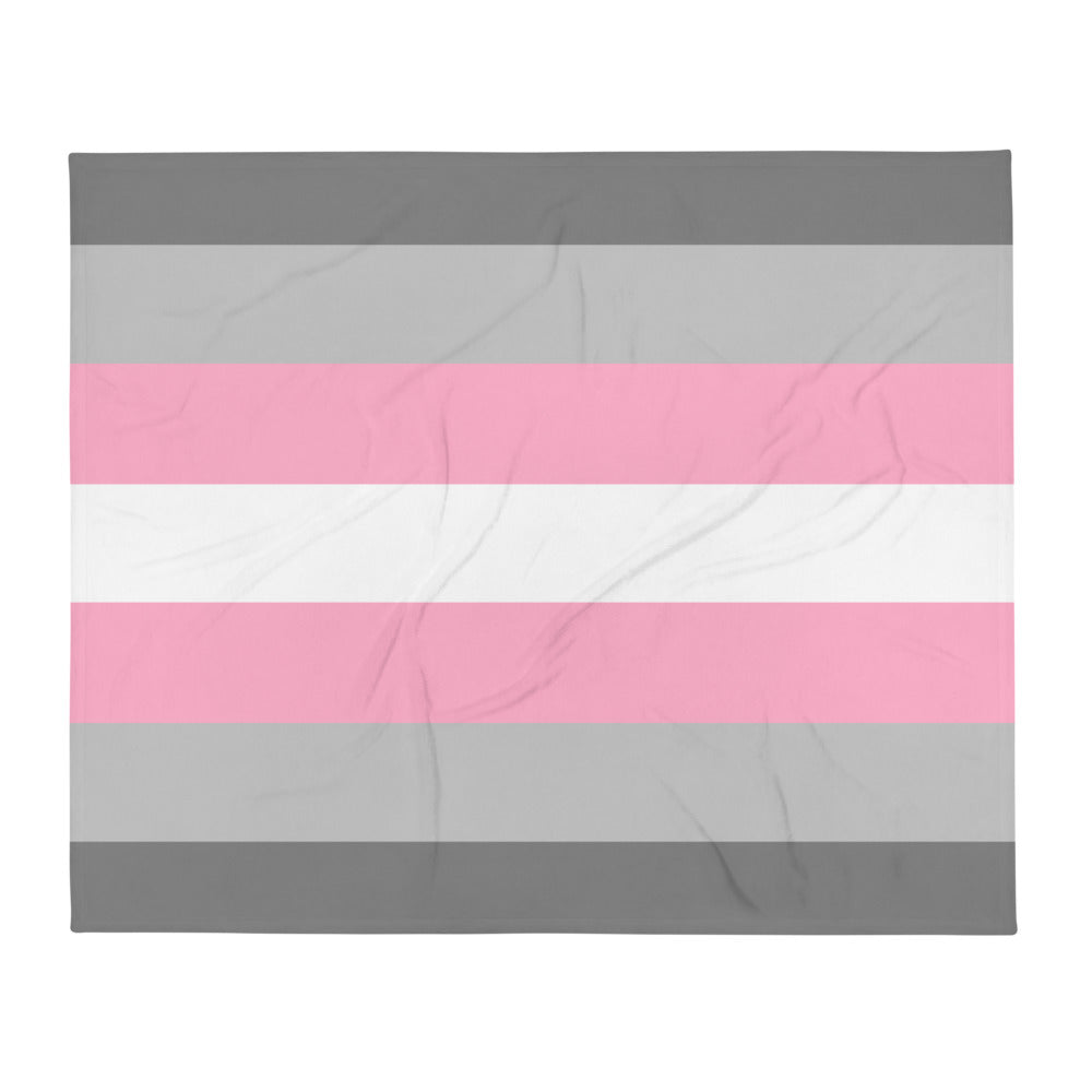 non binary flag for sale: Demigirl pride flag throw blanket on a light gray armchair with wood legs