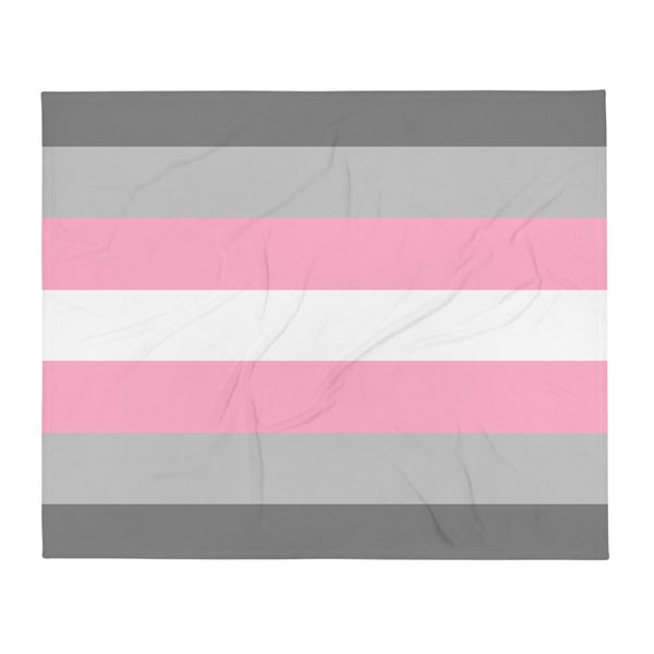 non binary flag for sale: Demigirl pride flag throw blanket on a light gray armchair with wood legs
