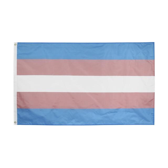Transgender Pride flag with blue, pink, and white horizontal stripes