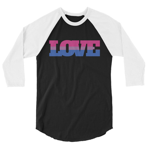 undefined Bisexual Love 3/4 Sleeve Raglan Shirt by Queer In The World Originals sold by Queer In The World: The Shop - LGBT Merch Fashion