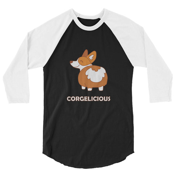 undefined Corgelicious 3/4 Sleeve Raglan Shirt by Queer In The World Originals sold by Queer In The World: The Shop - LGBT Merch Fashion