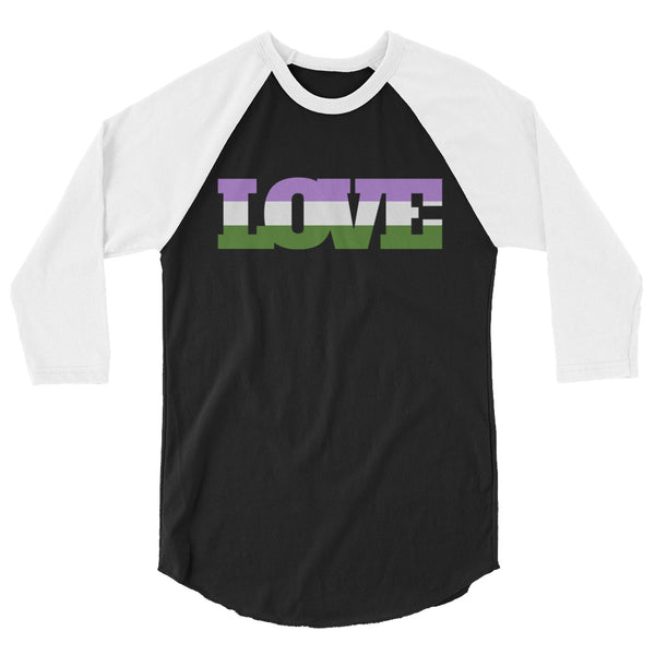 undefined Genderqueer Love 3/4 Sleeve Raglan Shirt by Queer In The World Originals sold by Queer In The World: The Shop - LGBT Merch Fashion