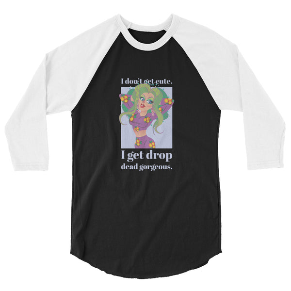 undefined Get Drop Dead Gorgeous 3/4 Sleeve Raglan Shirt by Queer In The World Originals sold by Queer In The World: The Shop - LGBT Merch Fashion