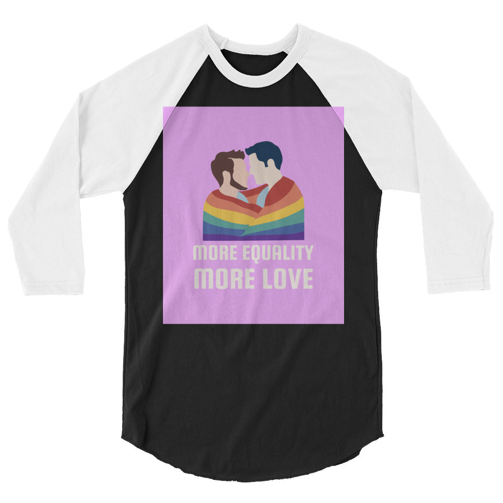 gays tanga: LGBT 3/4 sleeve raglan tee with two figures hugging, a rainbow heart